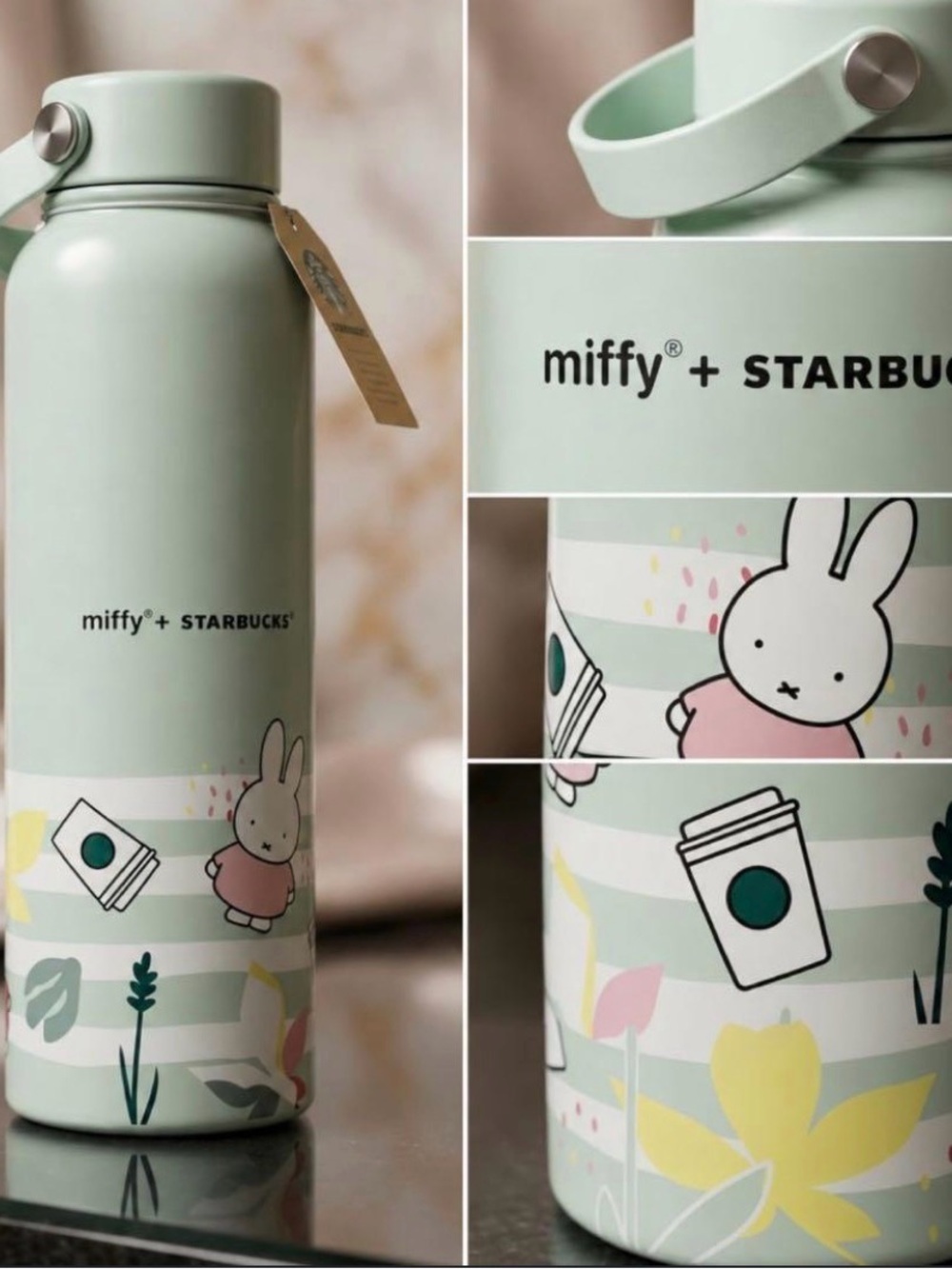 Starbucks x Miffy 2026 Stainless Steel Water Bottle 27oz Mint Green